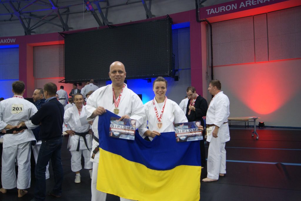 Юрий Повх и Виктория Соколова на чемпионате Европы по каратэ 2016